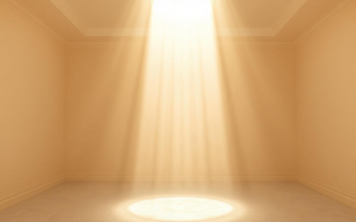 Warmer Lichtstrahl fällt in einen ruhigen Raum